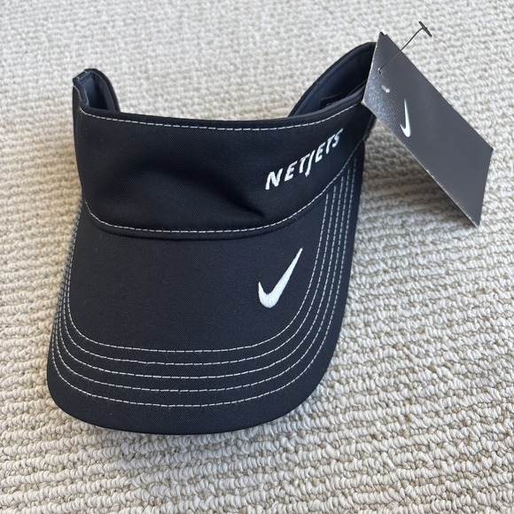 NetJets Nike Black w/ White Logo Adjustable Strap Back Visor NEW